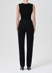 90's Pinch Waist High Rise Straight Long in Crushed