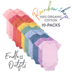 20-Pack Organic Cotton Short Sleeve Bodysuit & Bandana Bib Burp Cloth Bundle