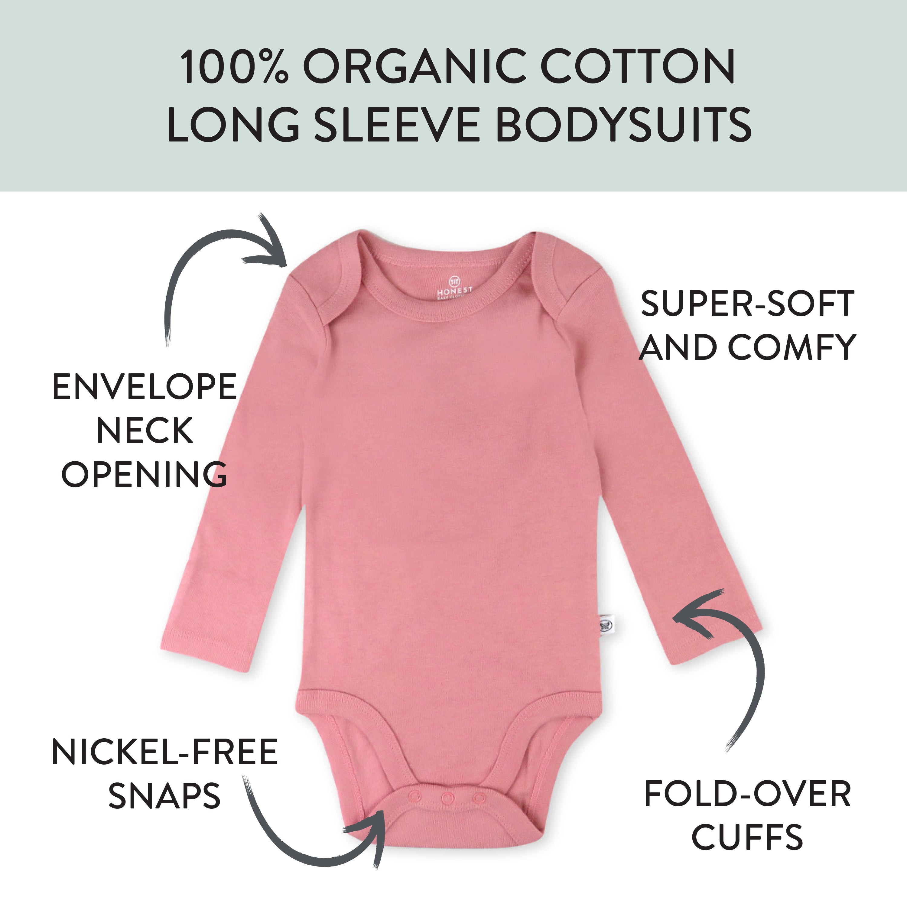 20-Pack Organic Cotton Long Sleeve Bodysuit & Knit Tri-fold Burp Cloth Bundle