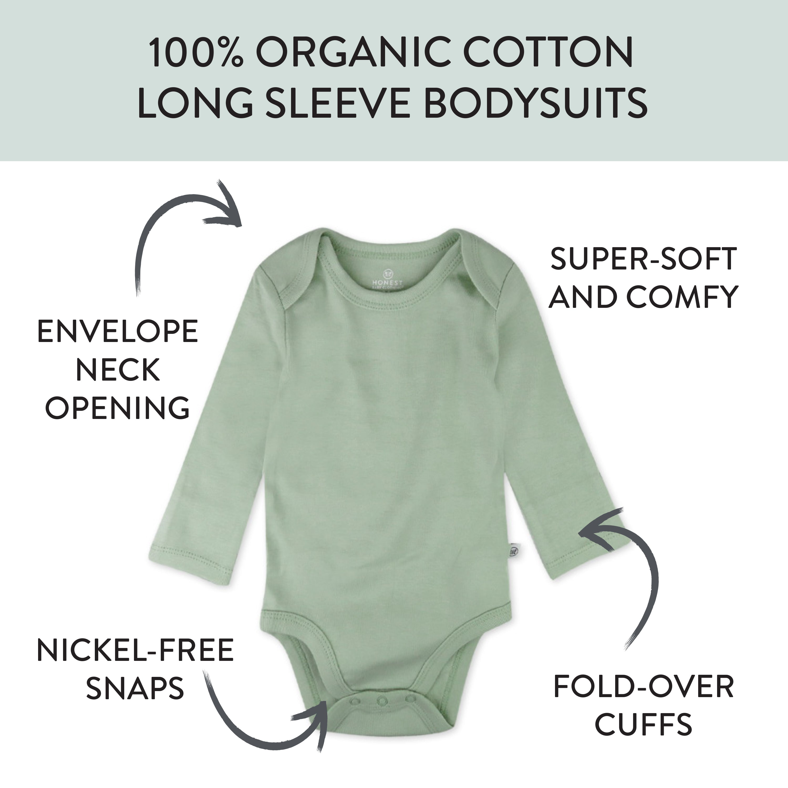 20-Pack Organic Cotton Long Sleeve Bodysuit & Knit Tri-fold Burp Cloth Bundle