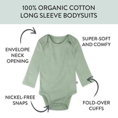 10-Pack Organic Cotton Long Sleeve Bodysuits