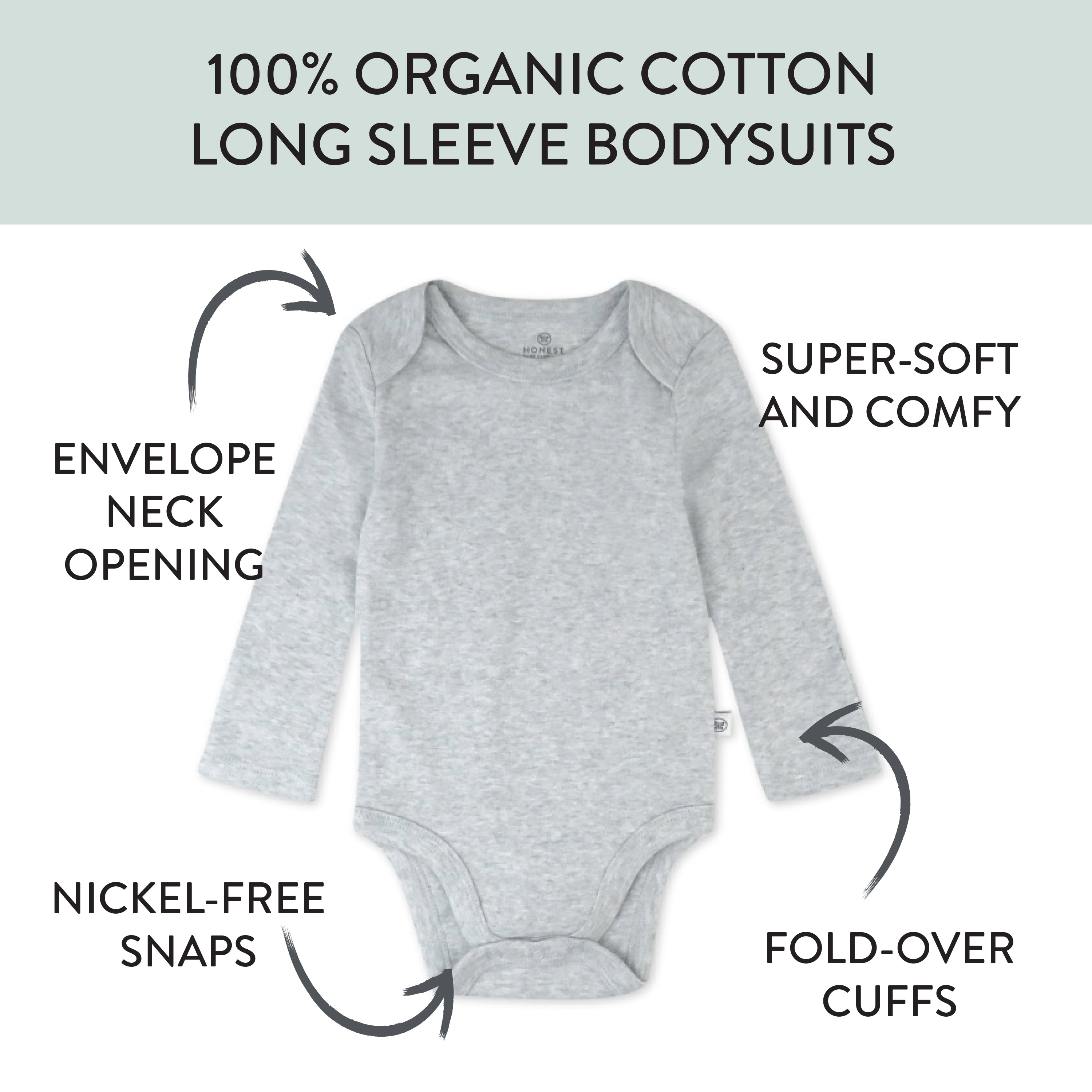 20-Pack Organic Cotton Long Sleeve Bodysuit & Knit Tri-fold Burp Cloth Bundle