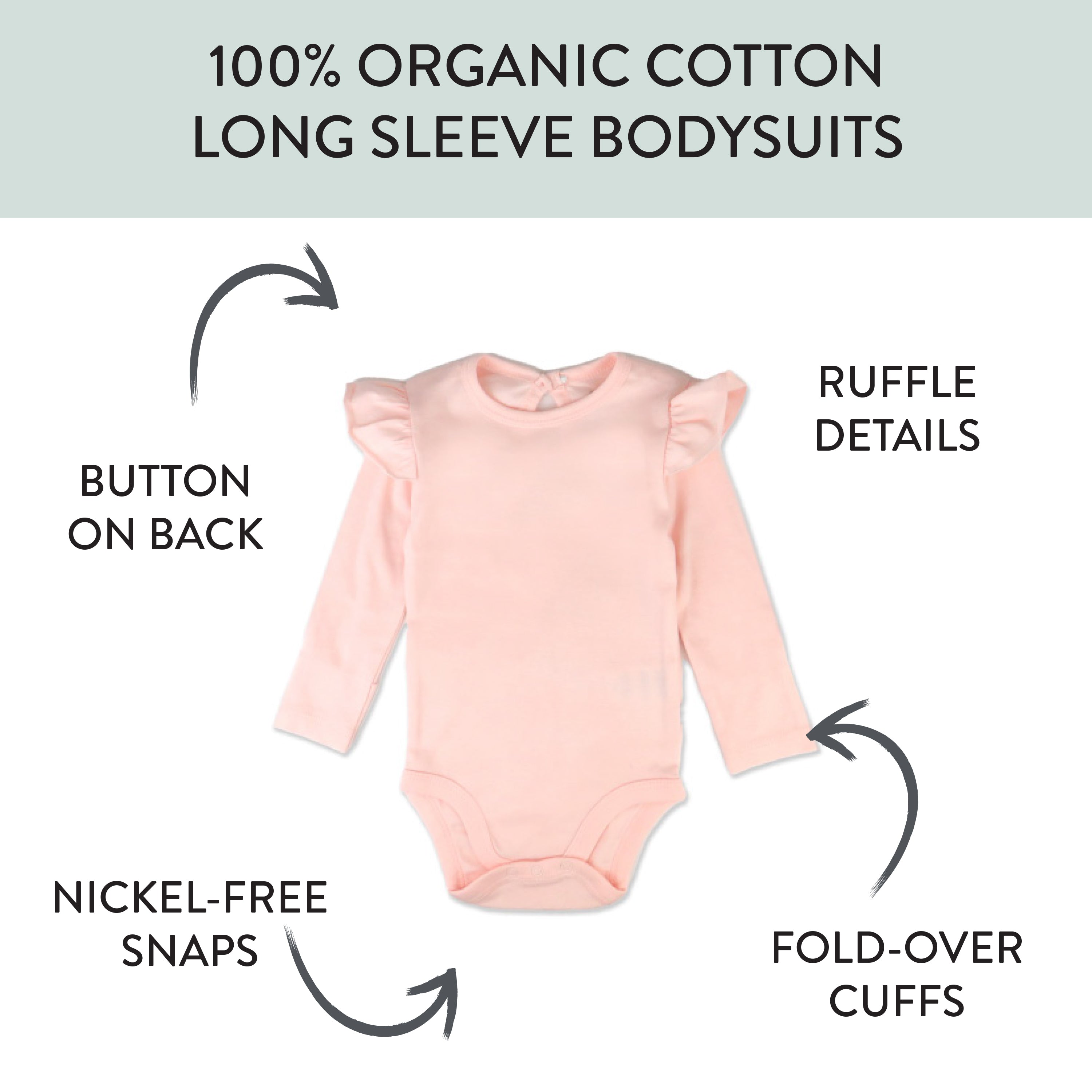 10-Pack Organic Cotton Long Sleeve Bodysuits