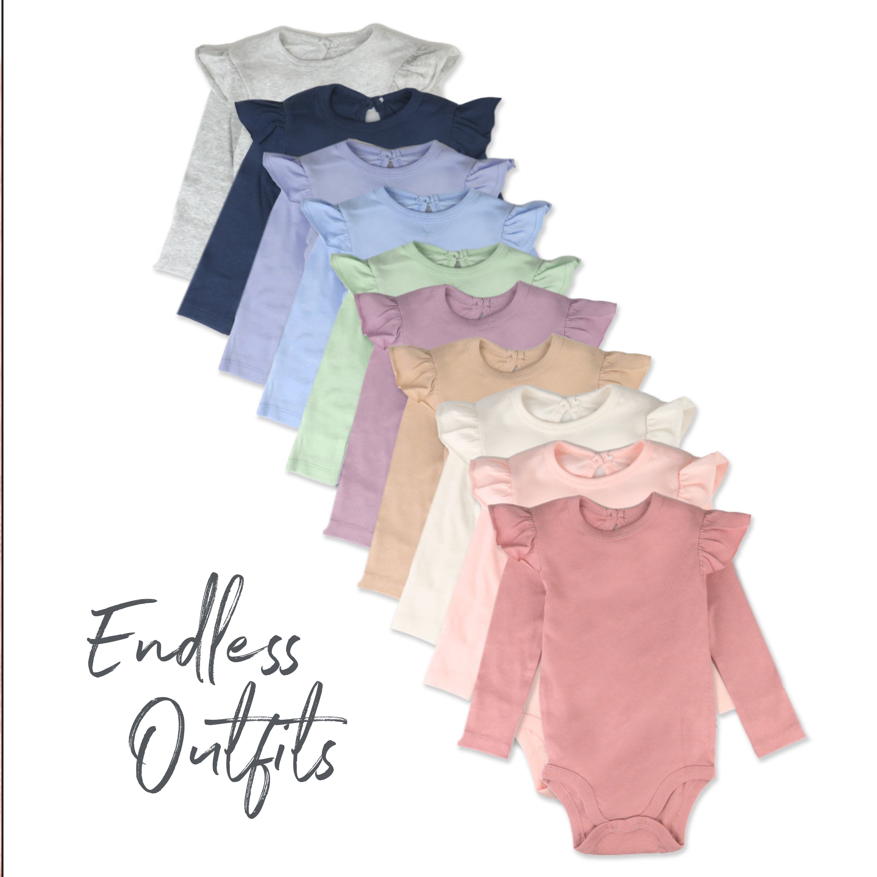 10-Pack Organic Cotton Long Sleeve Bodysuits