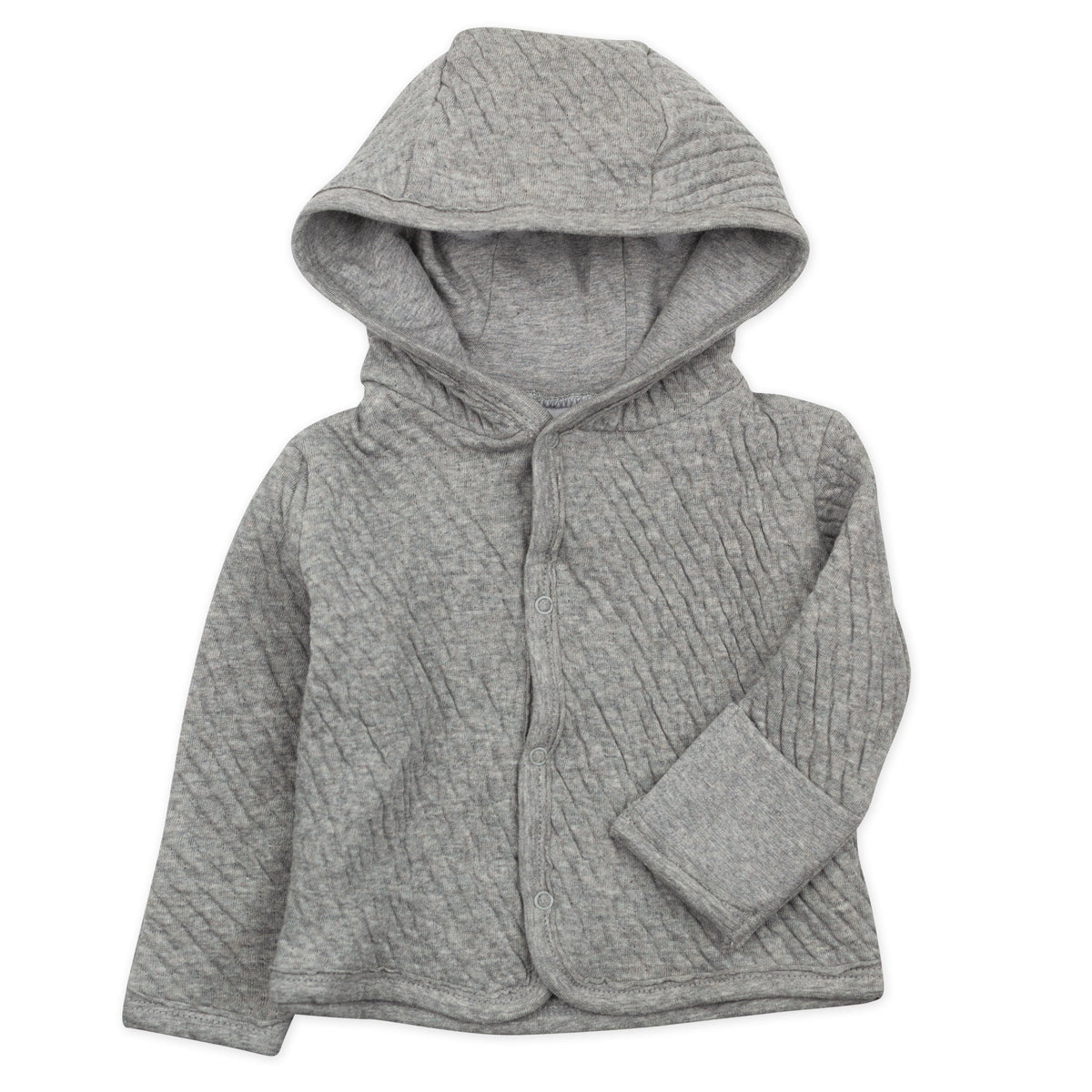 Organic Cotton Matelassé Snap-Front Hooded Jacket
