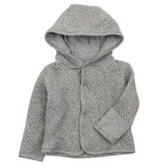 Organic Cotton Matelassé Snap-Front Hooded Jacket