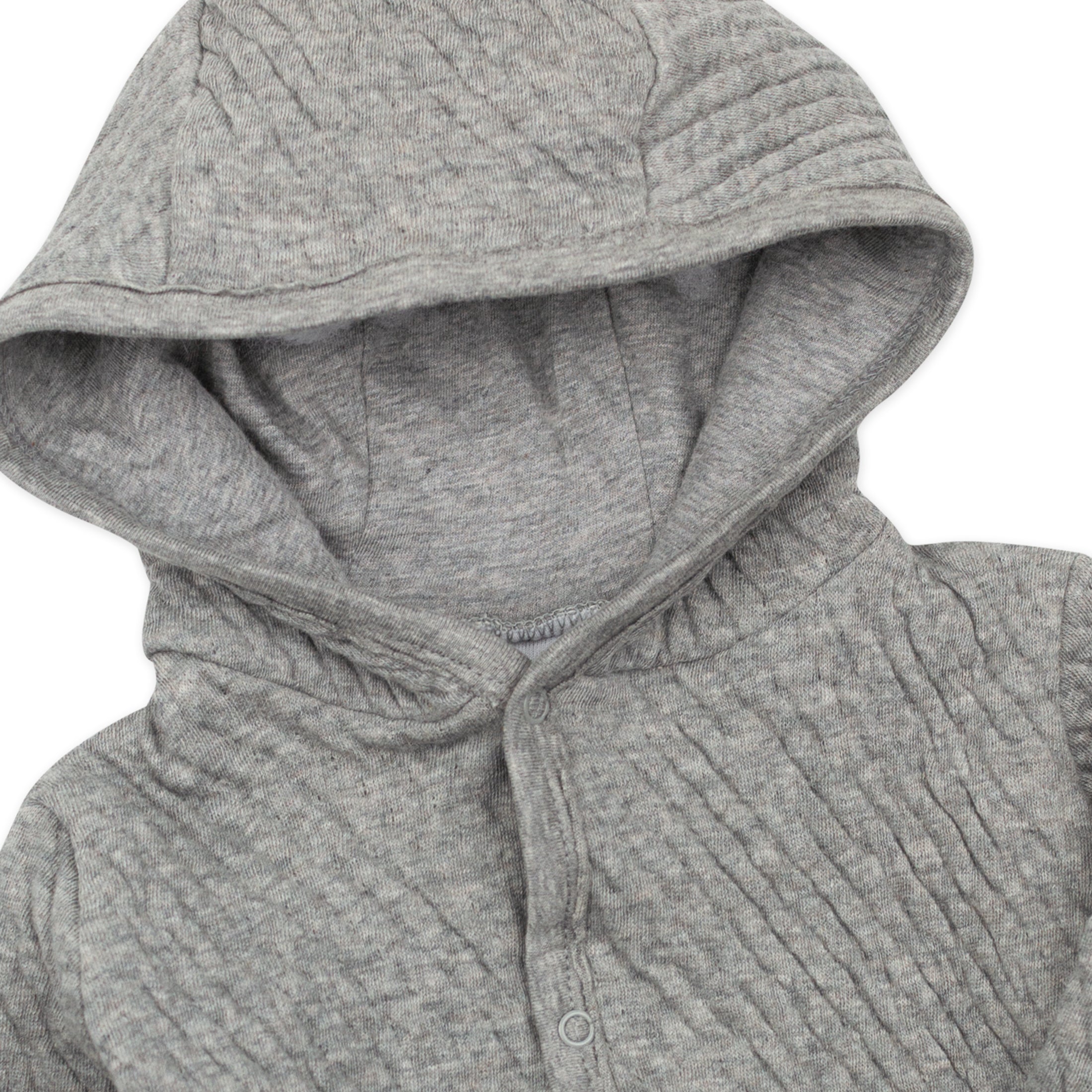 Organic Cotton Matelassé Snap-Front Hooded Jacket
