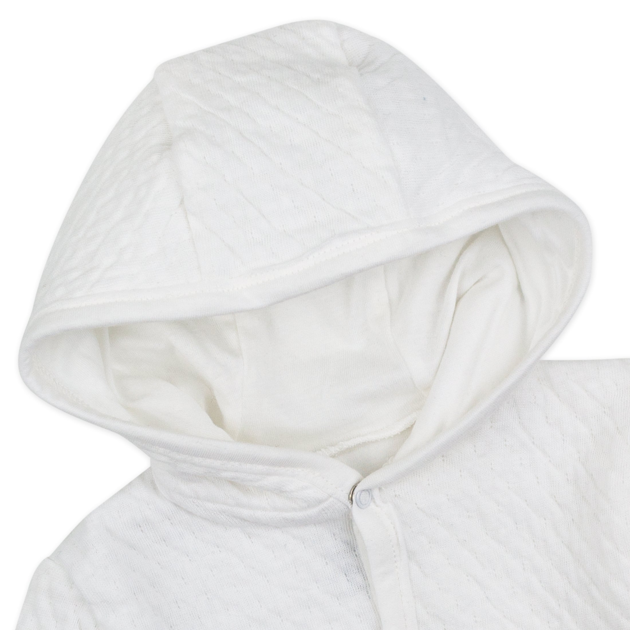 Organic Cotton Matelassé Snap-Front Hooded Jacket