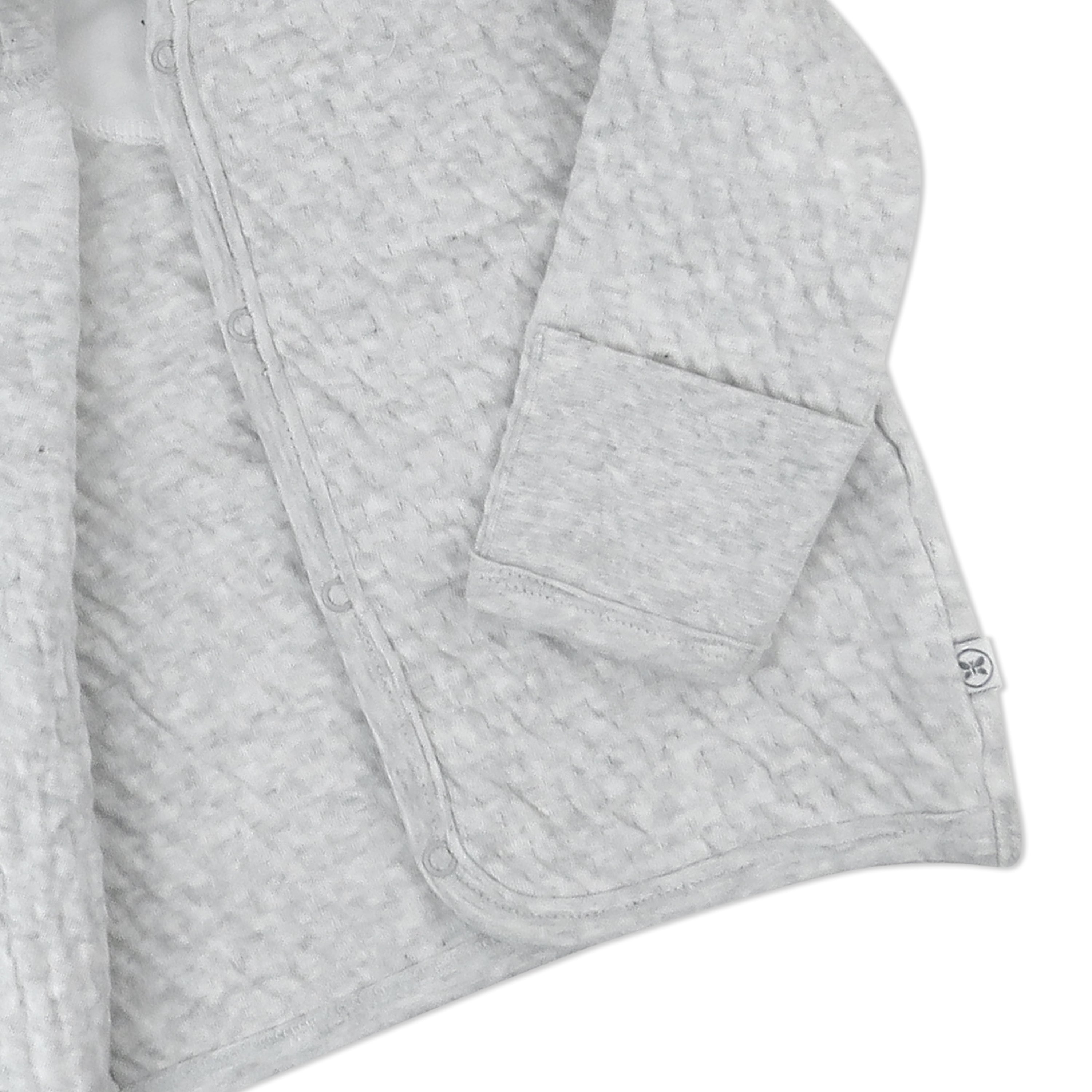 Organic Cotton Matelassé Snap-Front Hooded Jacket