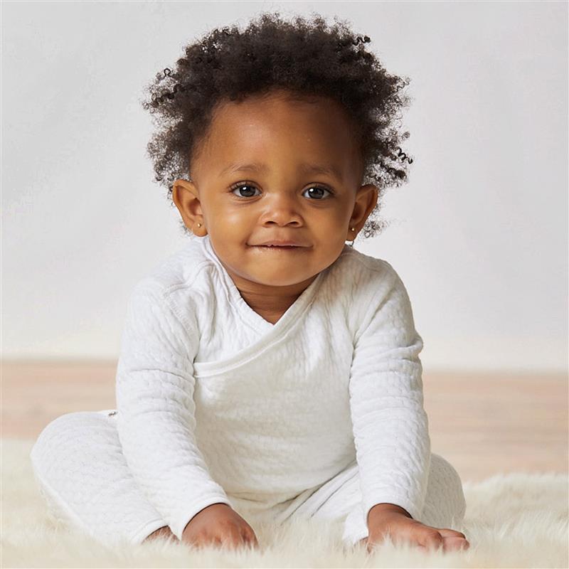 2-Piece Organic Cotton Matelassé Side-Snap Top and Pant Set