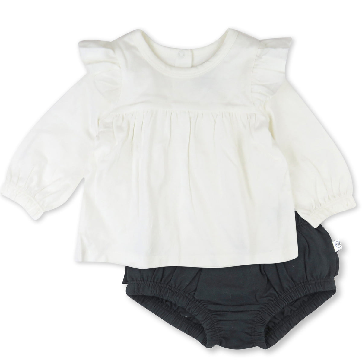 Long Sleeve Ruffle Shoulder Top with Bloomer Set