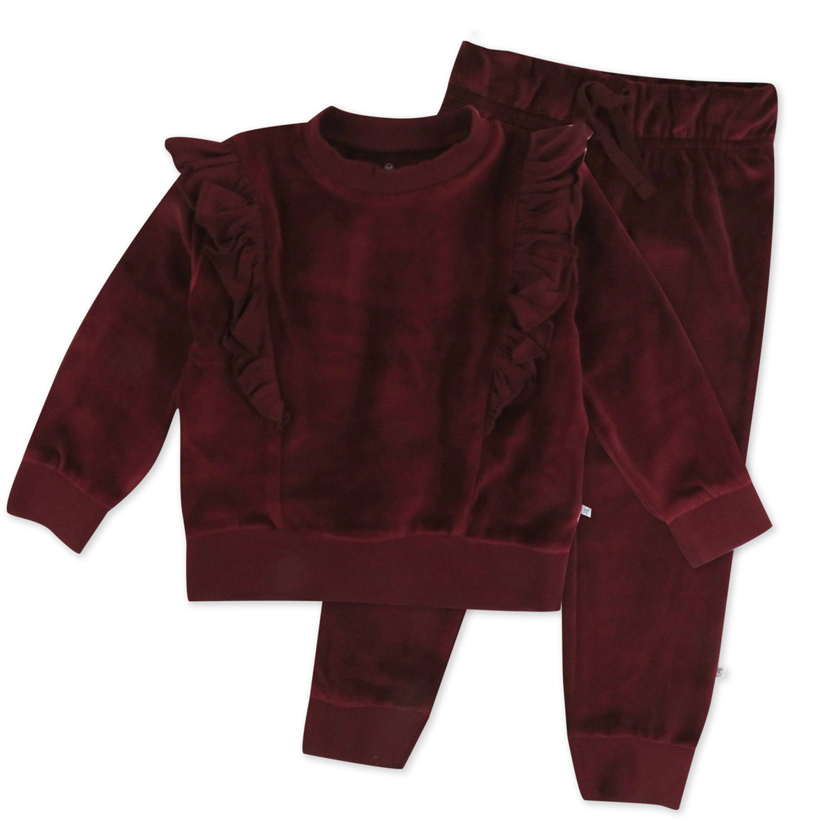 2-Piece Velour Ruffle Front Sweatsuit