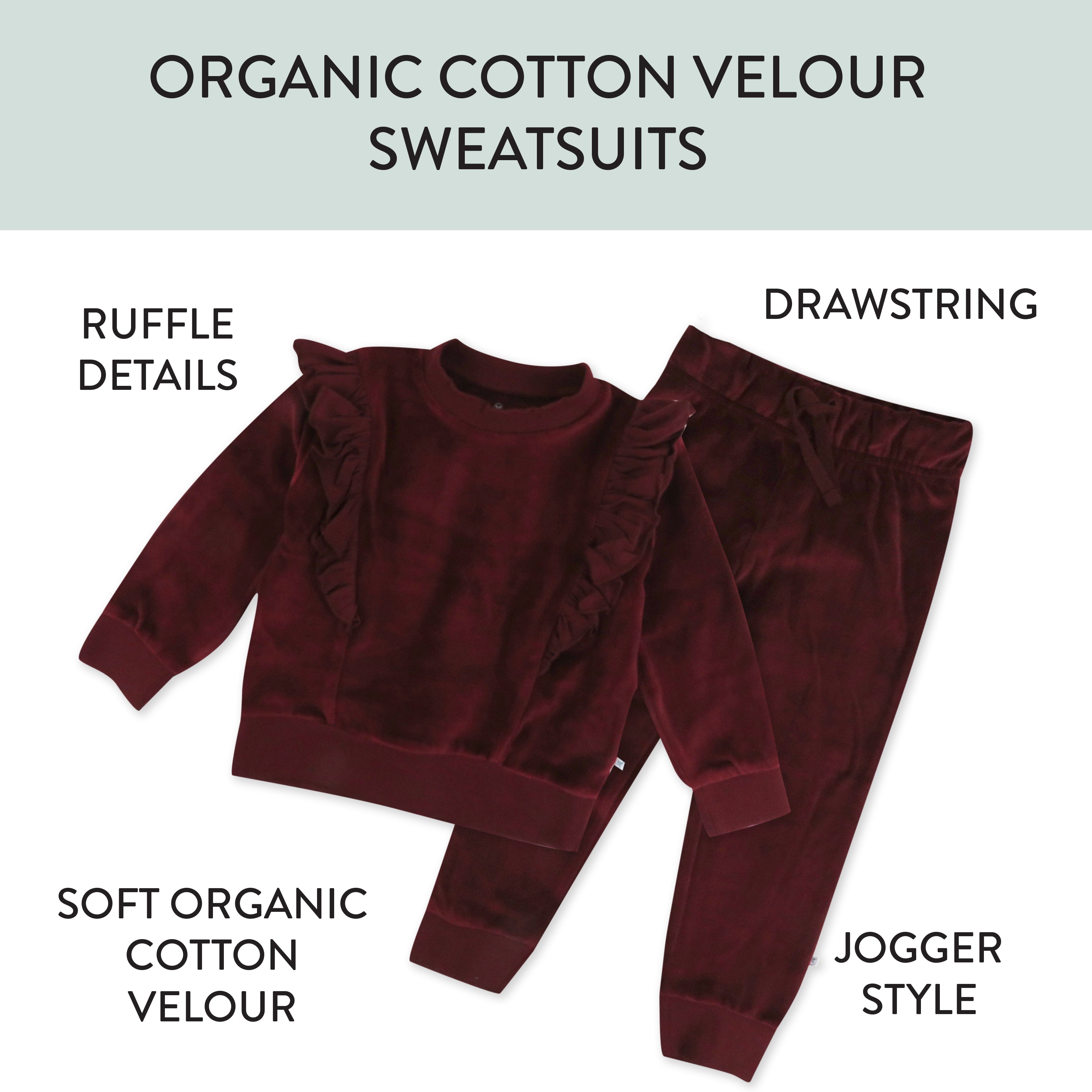 2-Piece Velour Ruffle Front Sweatsuit