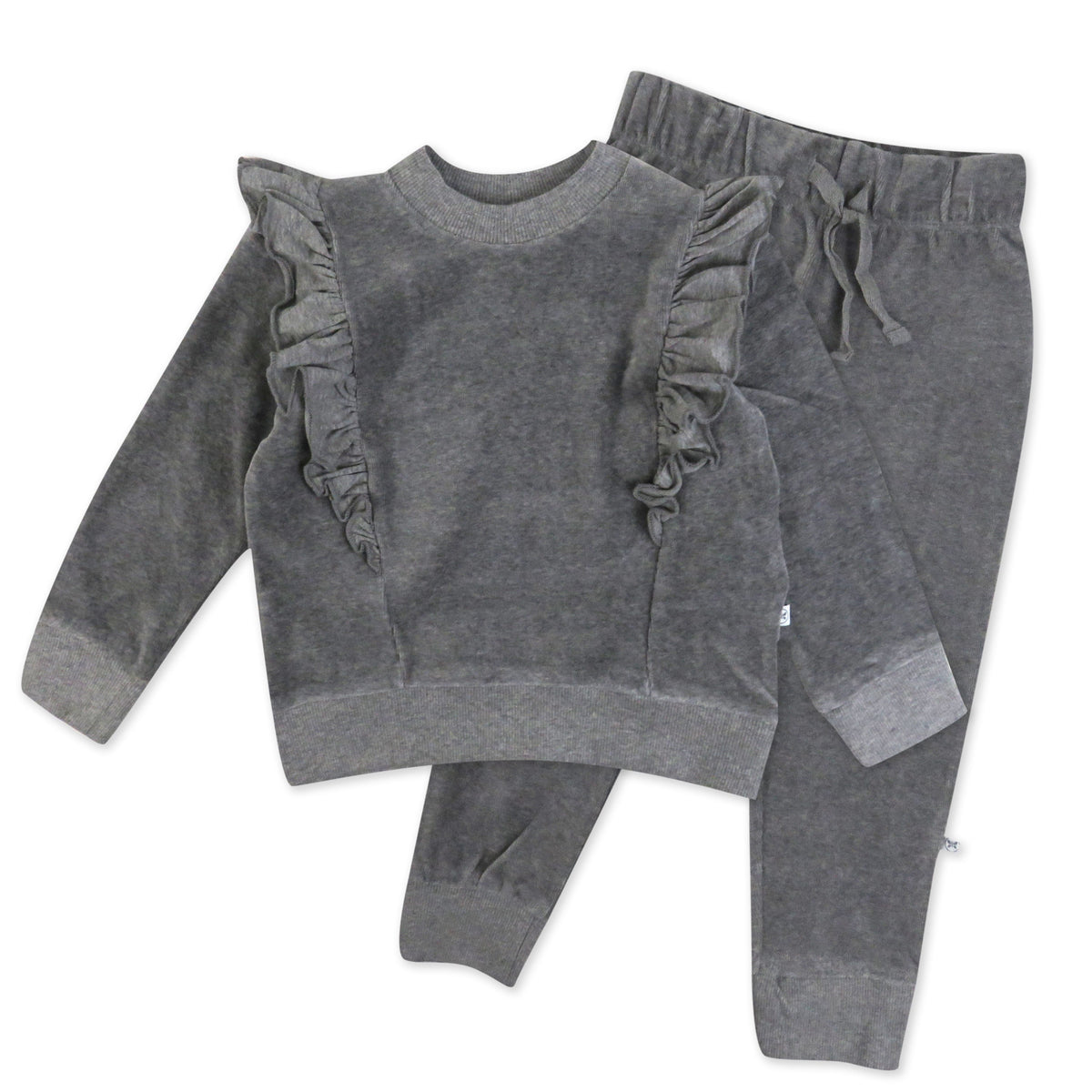 2-Piece Velour Ruffle Front Sweatsuit