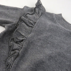 2-Piece Velour Ruffle Front Sweatsuit