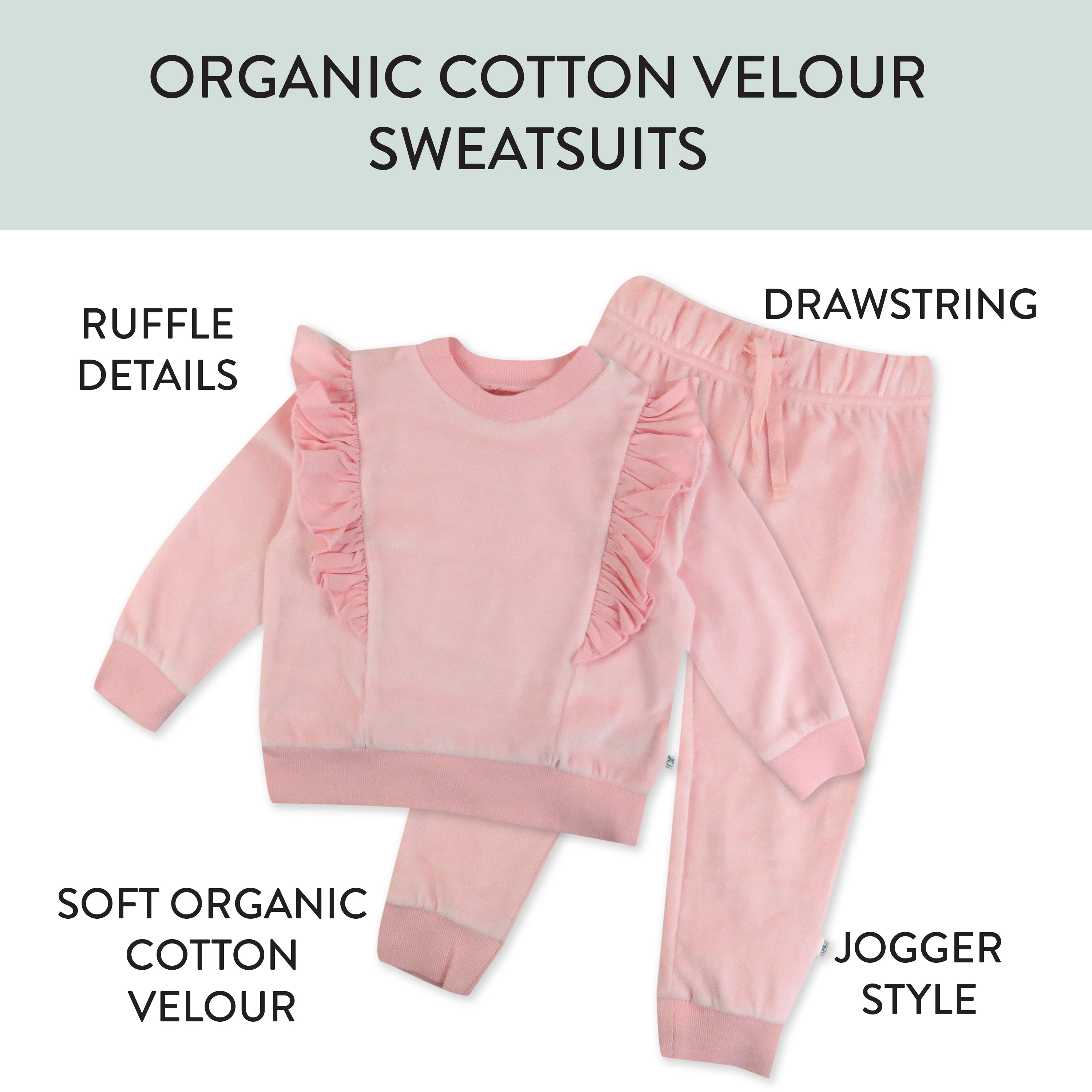 2-Piece Velour Ruffle Front Sweatsuit