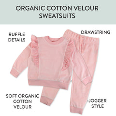 2-Piece Velour Ruffle Front Sweatsuit