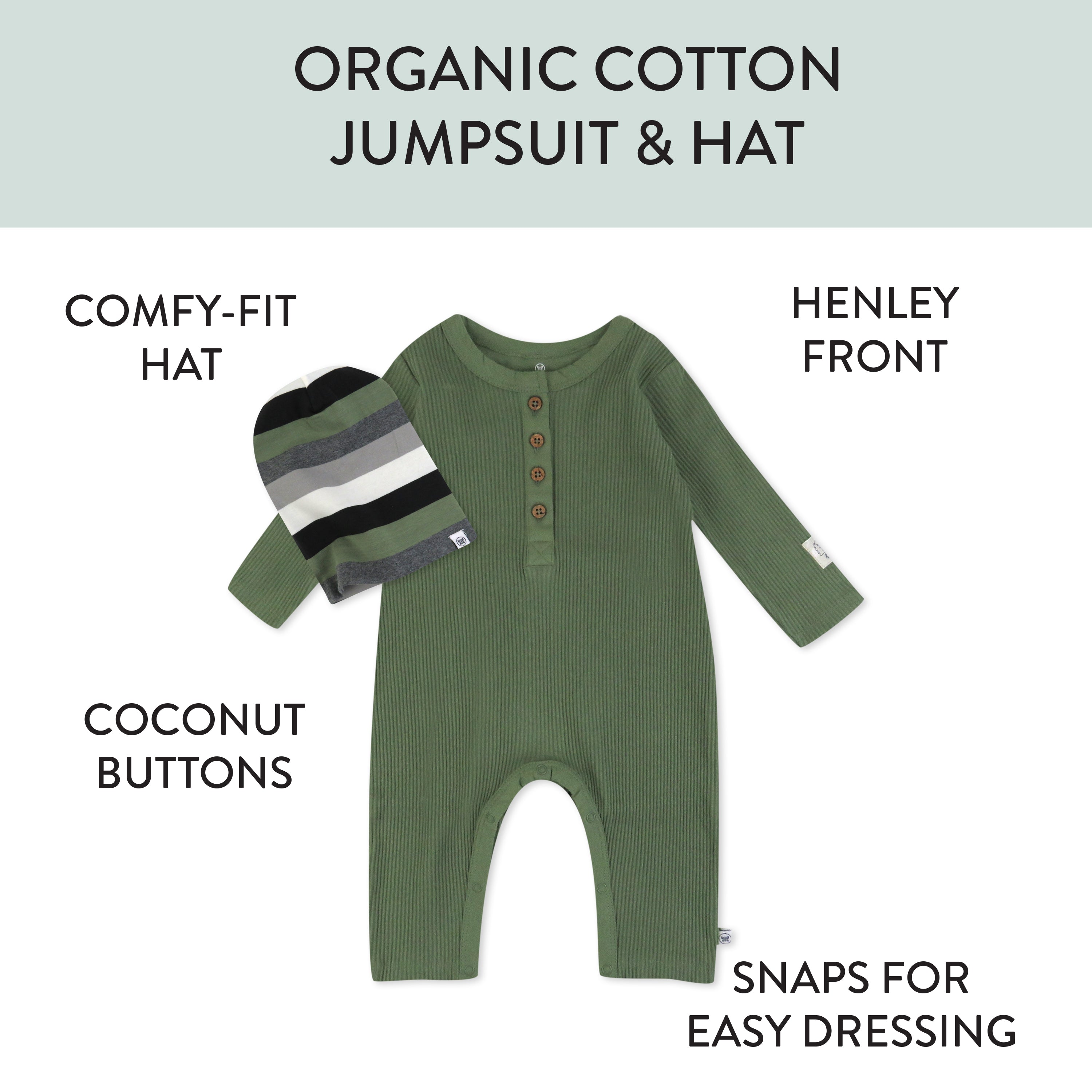 Organic Cotton Jumpsuit Coverall Romper Set