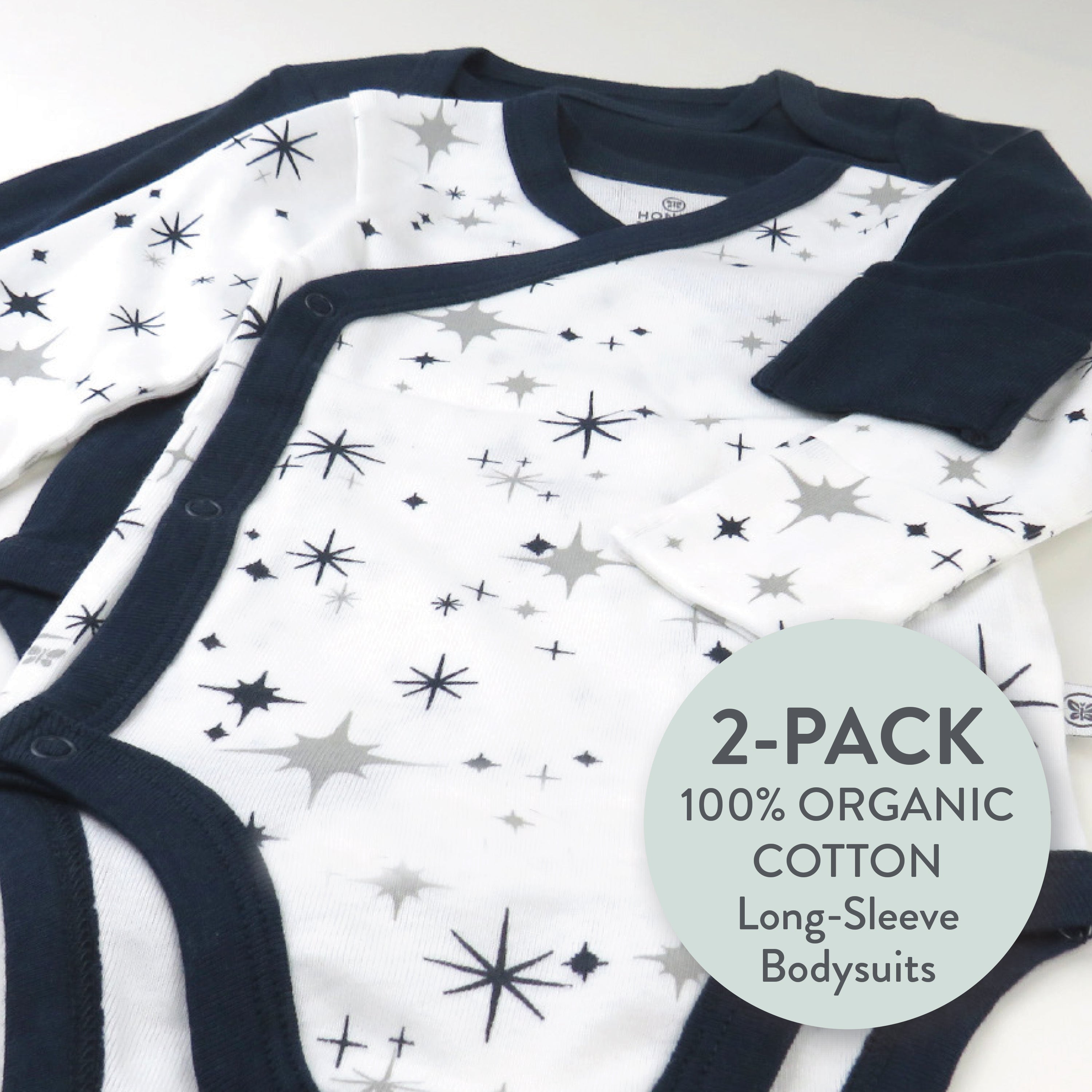 2-Piece Long Sleeve Organic Cotton Bodysuit & Side Snap Bodysuit