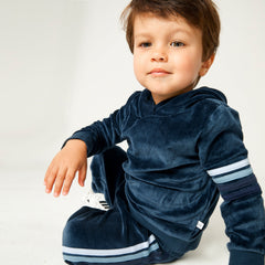 2 Piece Cozy Velour Pop Over Hoodie and Sweatpant Set
