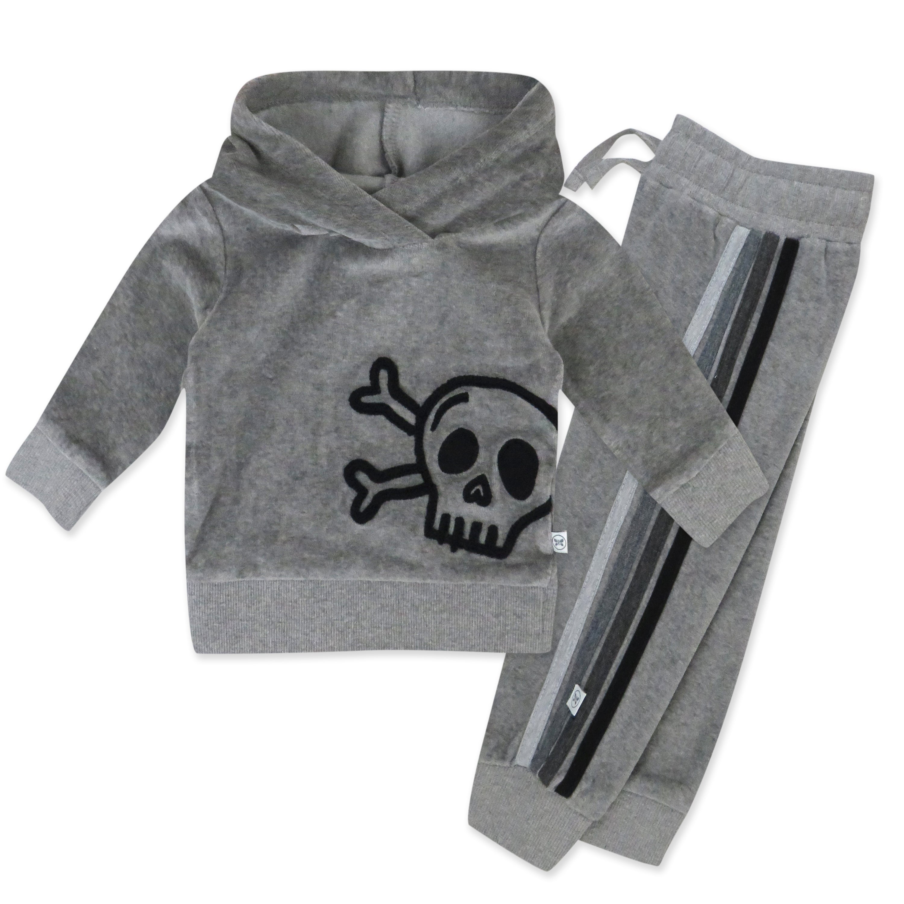 2 Piece Cozy Velour Pop Over Hoodie and Sweatpant Set