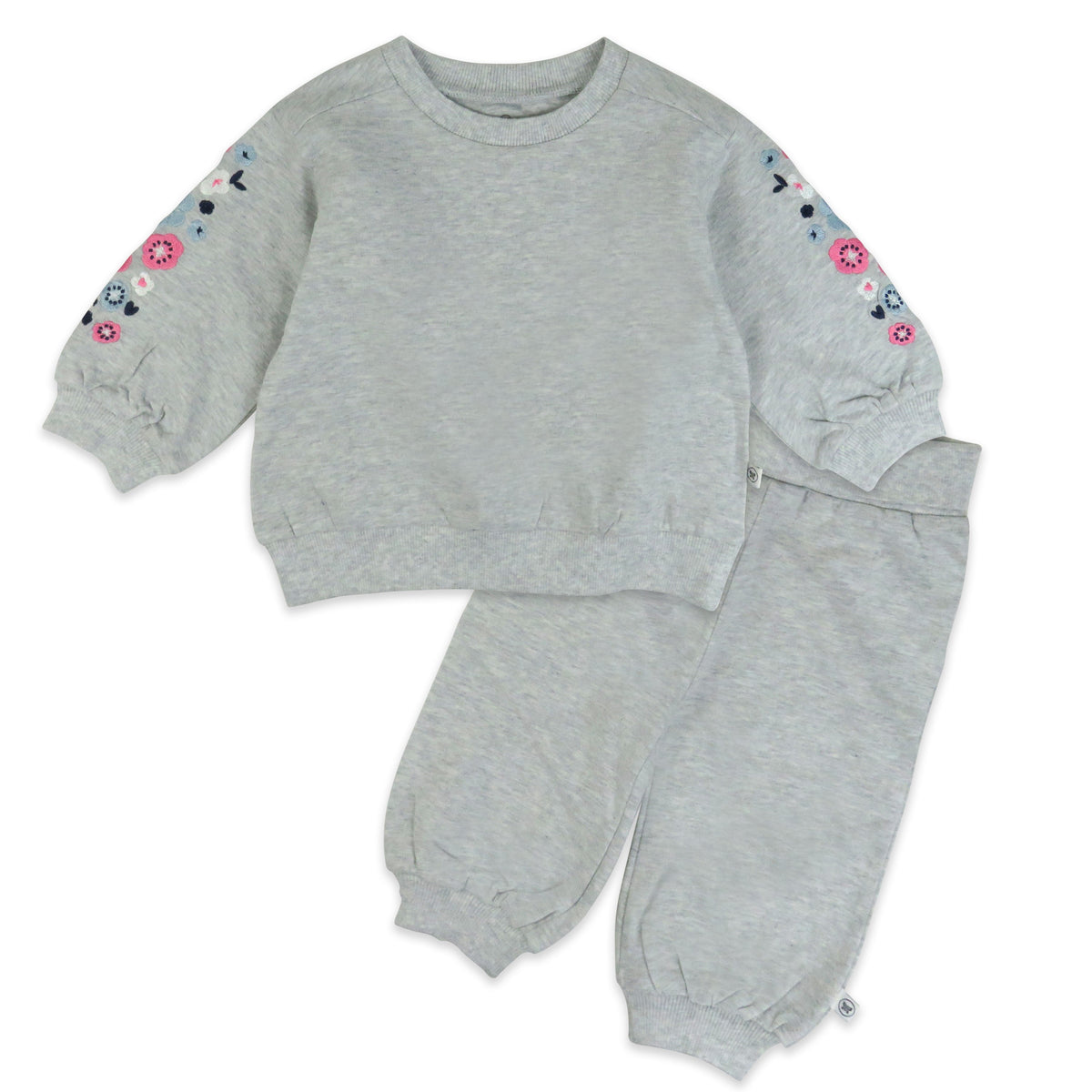 2-Piece Cozy Sweatsuit with Embroidered Sleeve