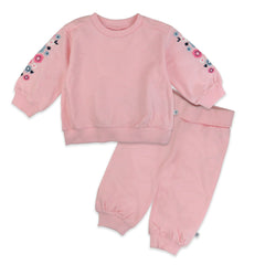 2-Piece Cozy Sweatsuit with Embroidered Sleeve