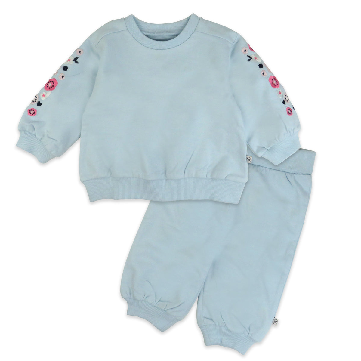 2-Piece Cozy Sweatsuit with Embroidered Sleeve