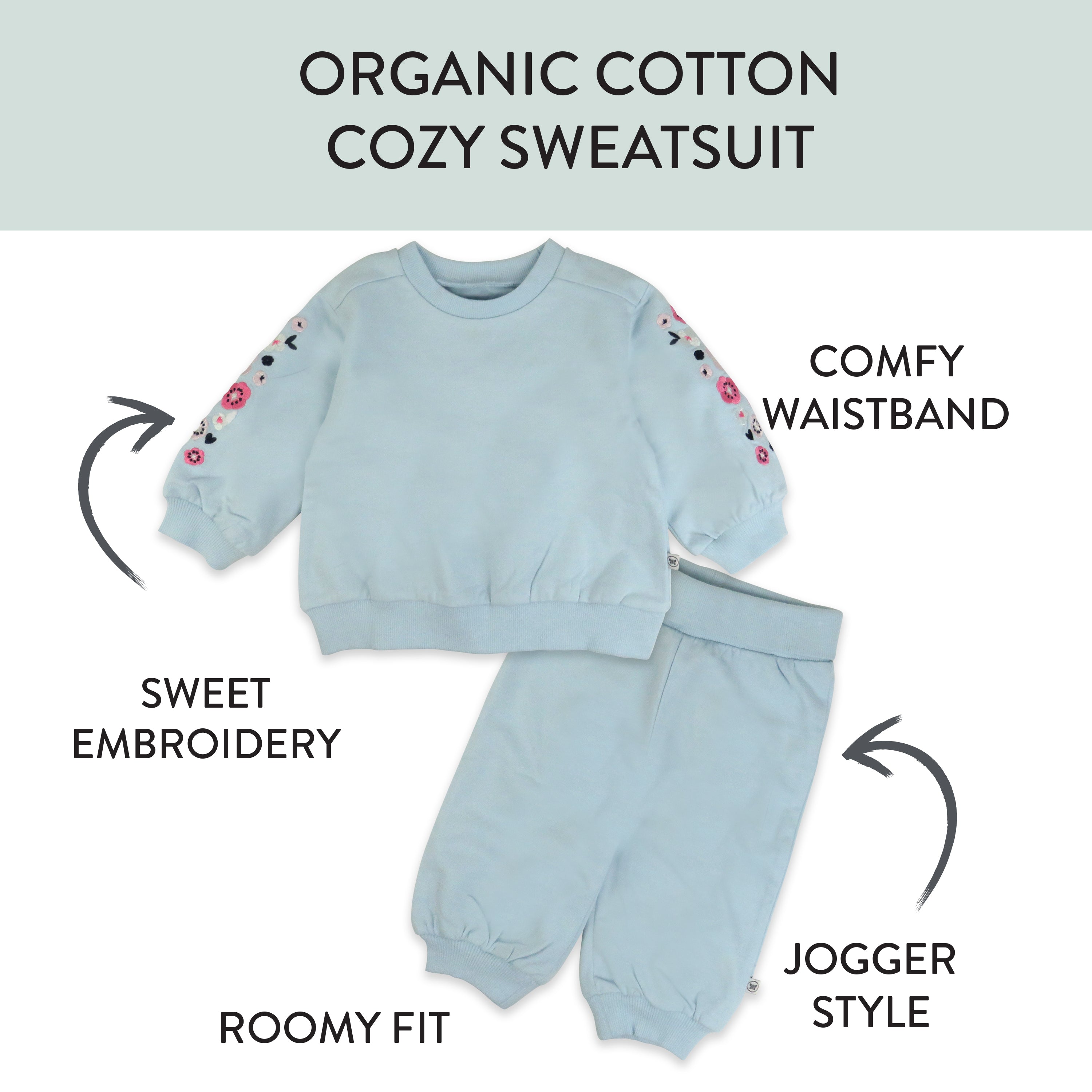 2-Piece Cozy Sweatsuit with Embroidered Sleeve