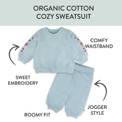 2-Piece Cozy Sweatsuit with Embroidered Sleeve