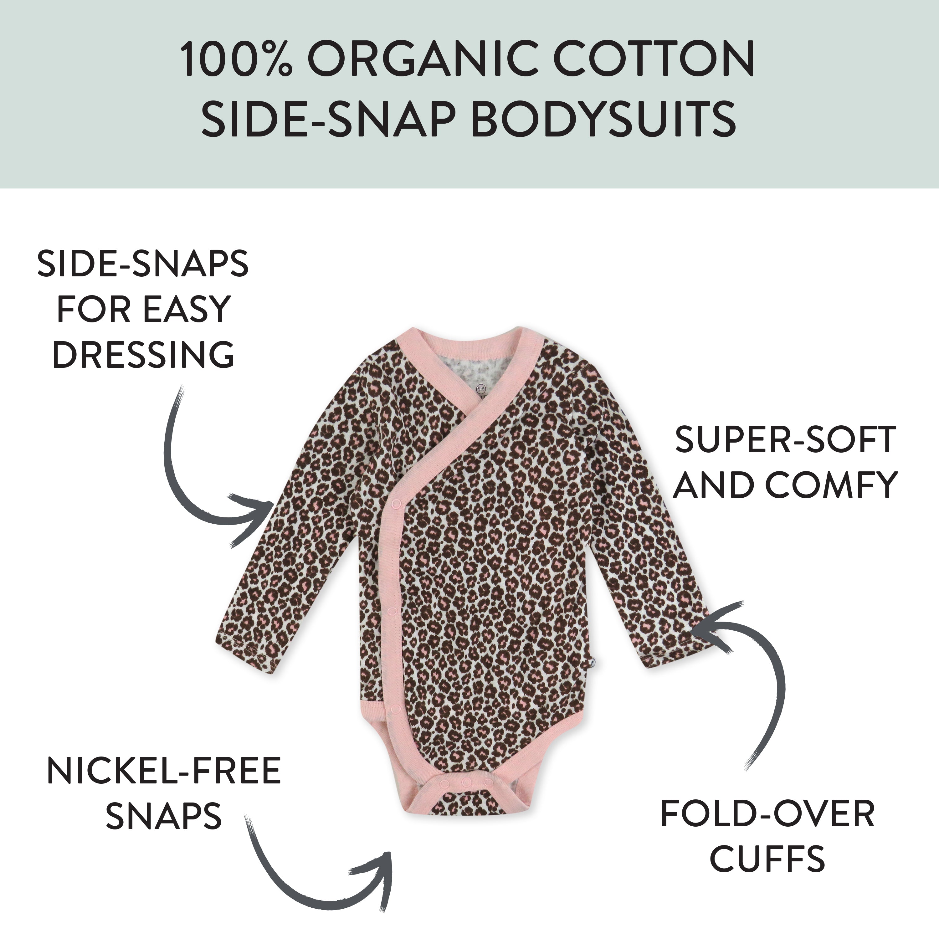 3-Pack Organic Cotton Long Sleeve Side-Snap Bodysuits