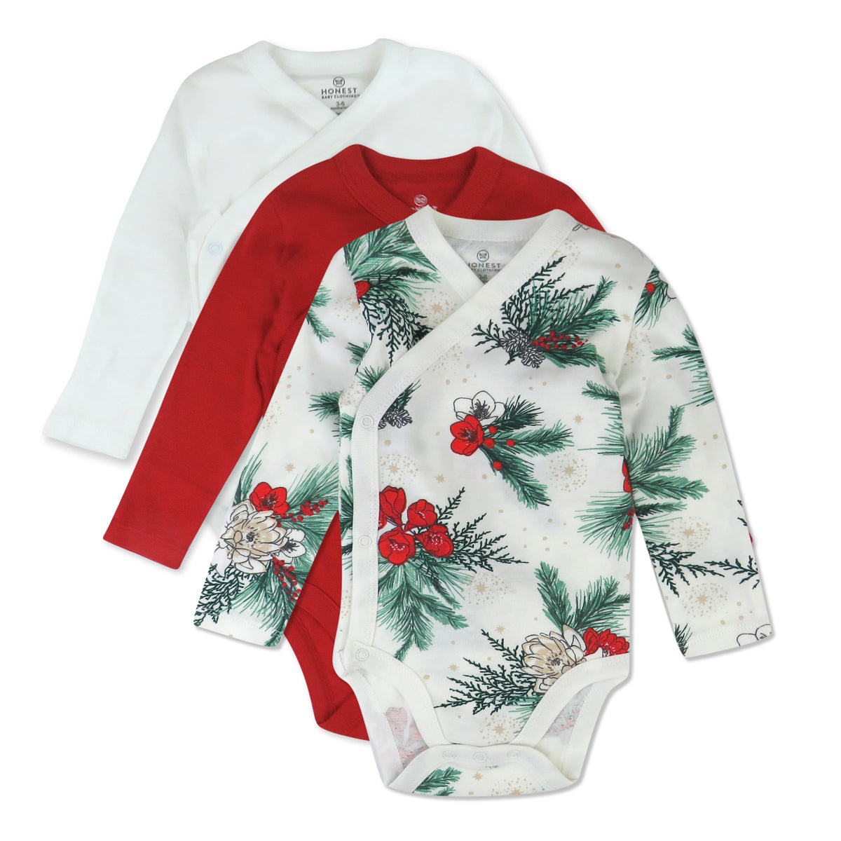3-Pack Organic Cotton Long Sleeve Side-Snap Bodysuits