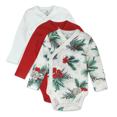 3-Pack Organic Cotton Long Sleeve Side-Snap Bodysuits