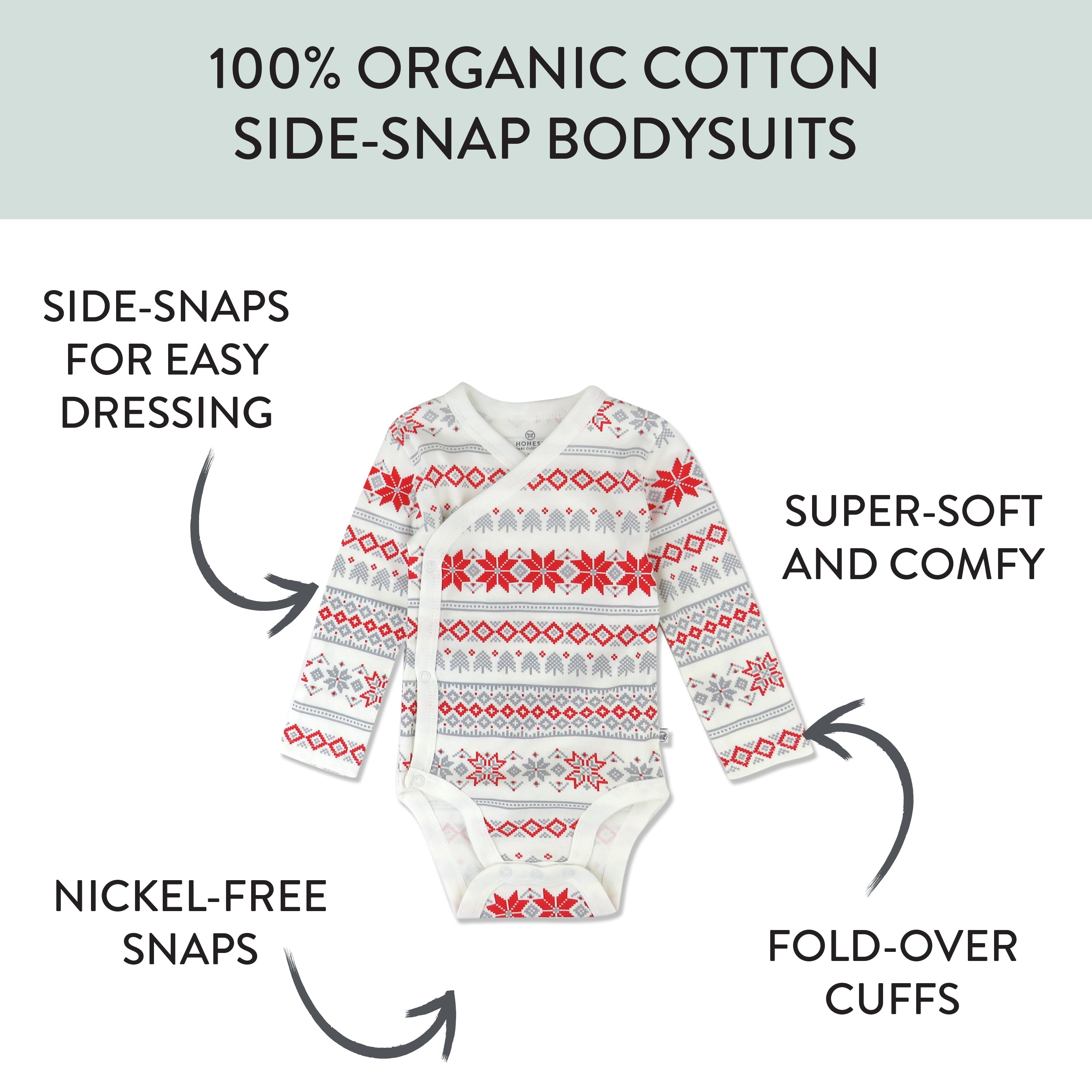 3-Pack Organic Cotton Long Sleeve Side-Snap Bodysuits