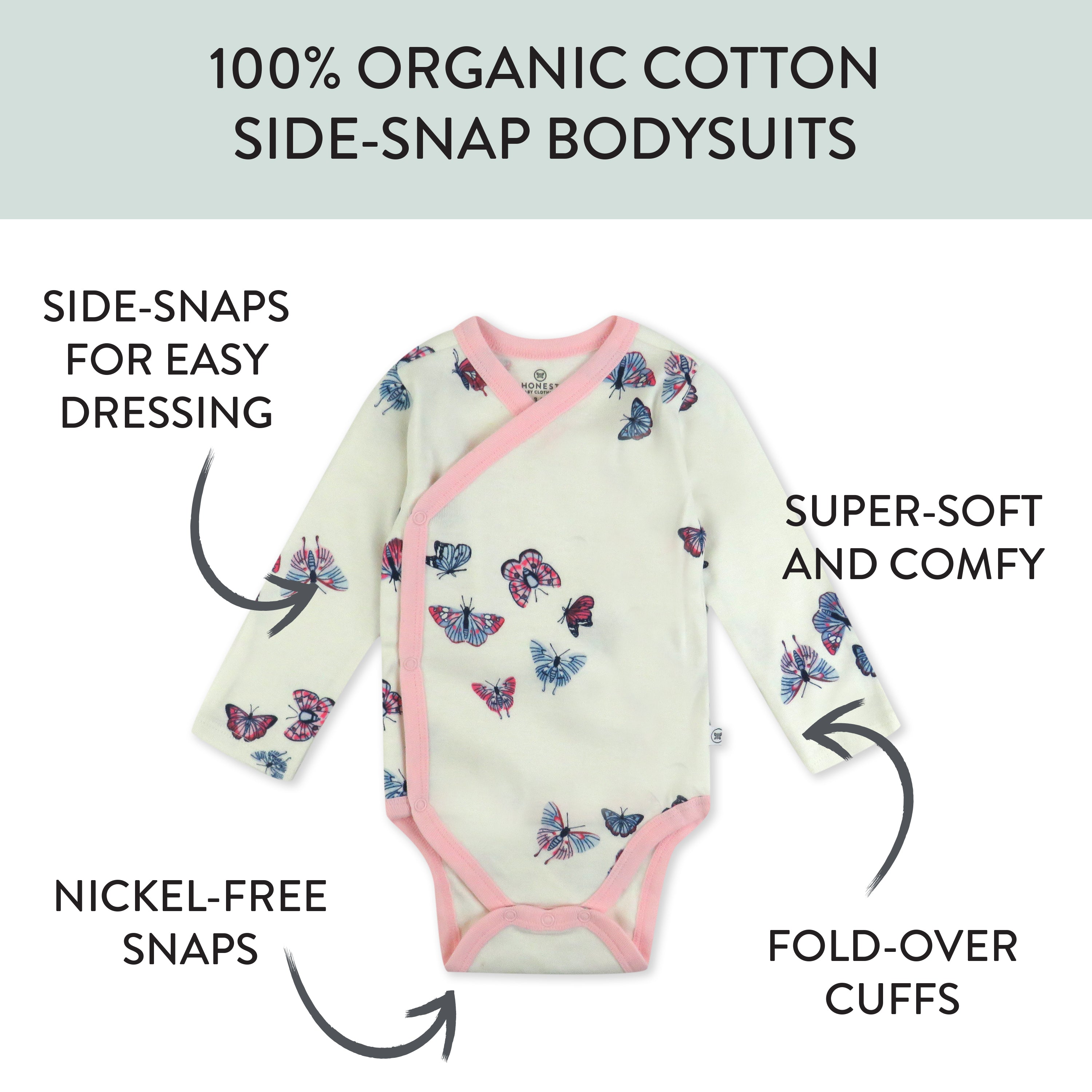 3-Pack Organic Cotton Long Sleeve Side-Snap Bodysuits