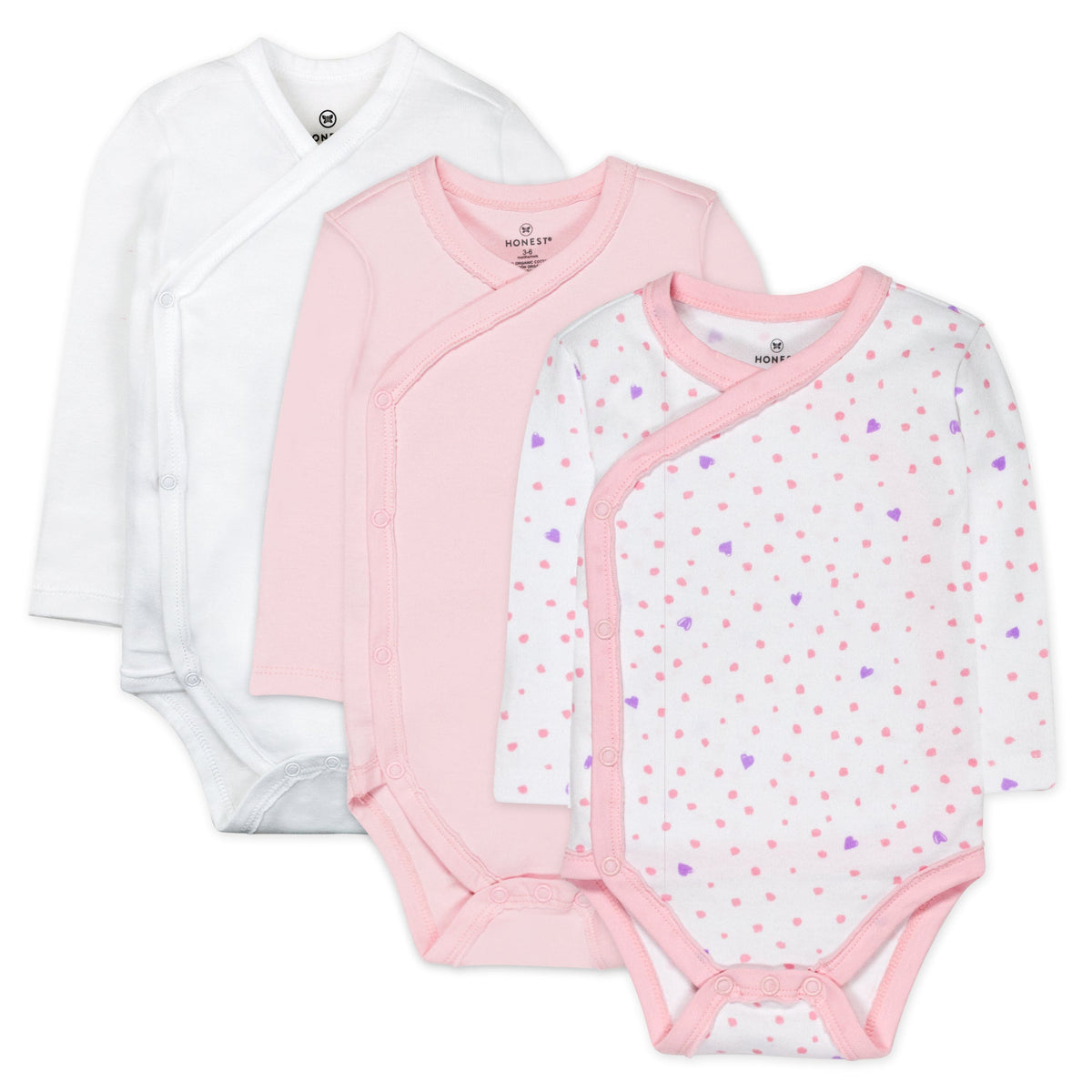 3-Pack Organic Cotton Long Sleeve Side-Snap Bodysuits