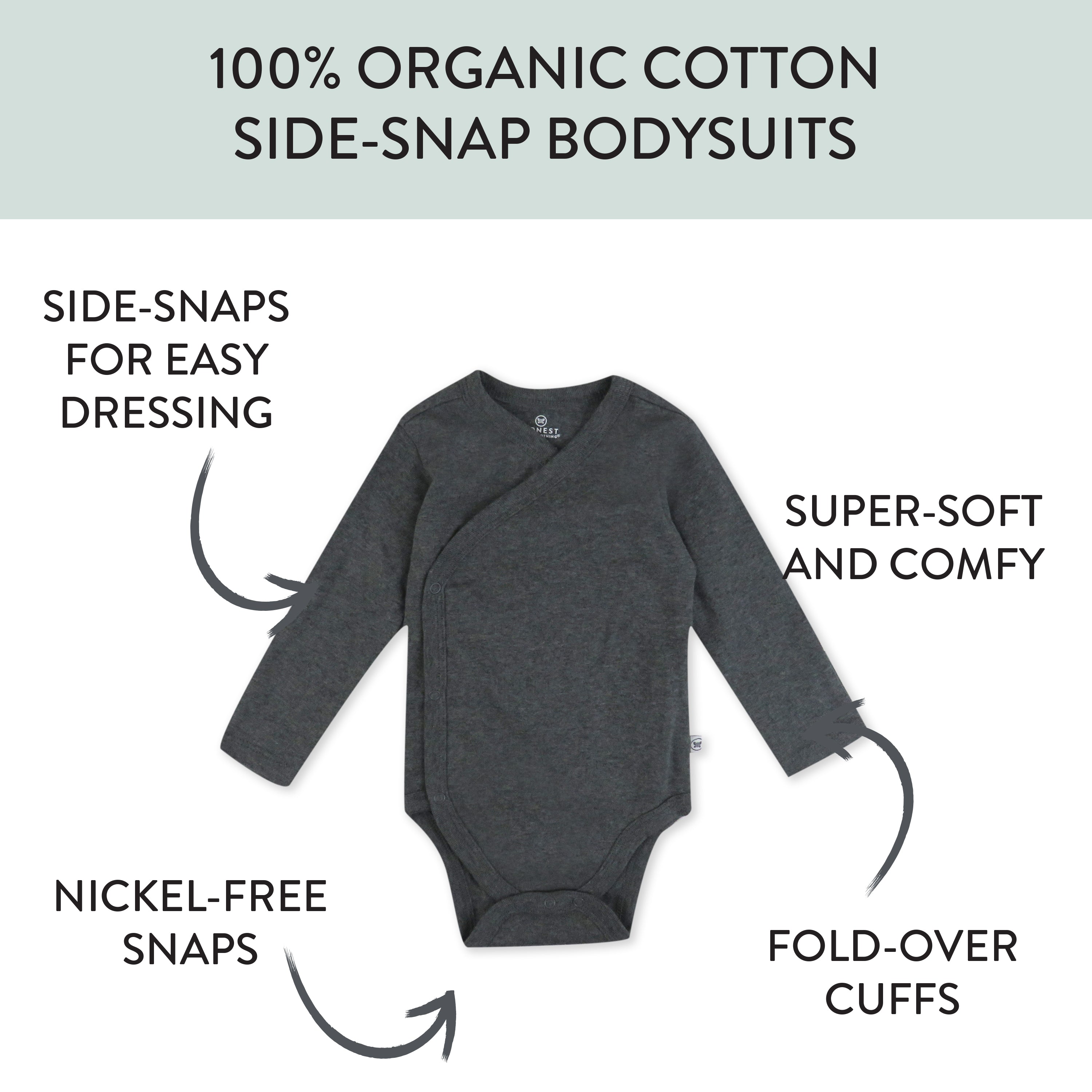 3-Pack Organic Cotton Long Sleeve Side-Snap Bodysuits