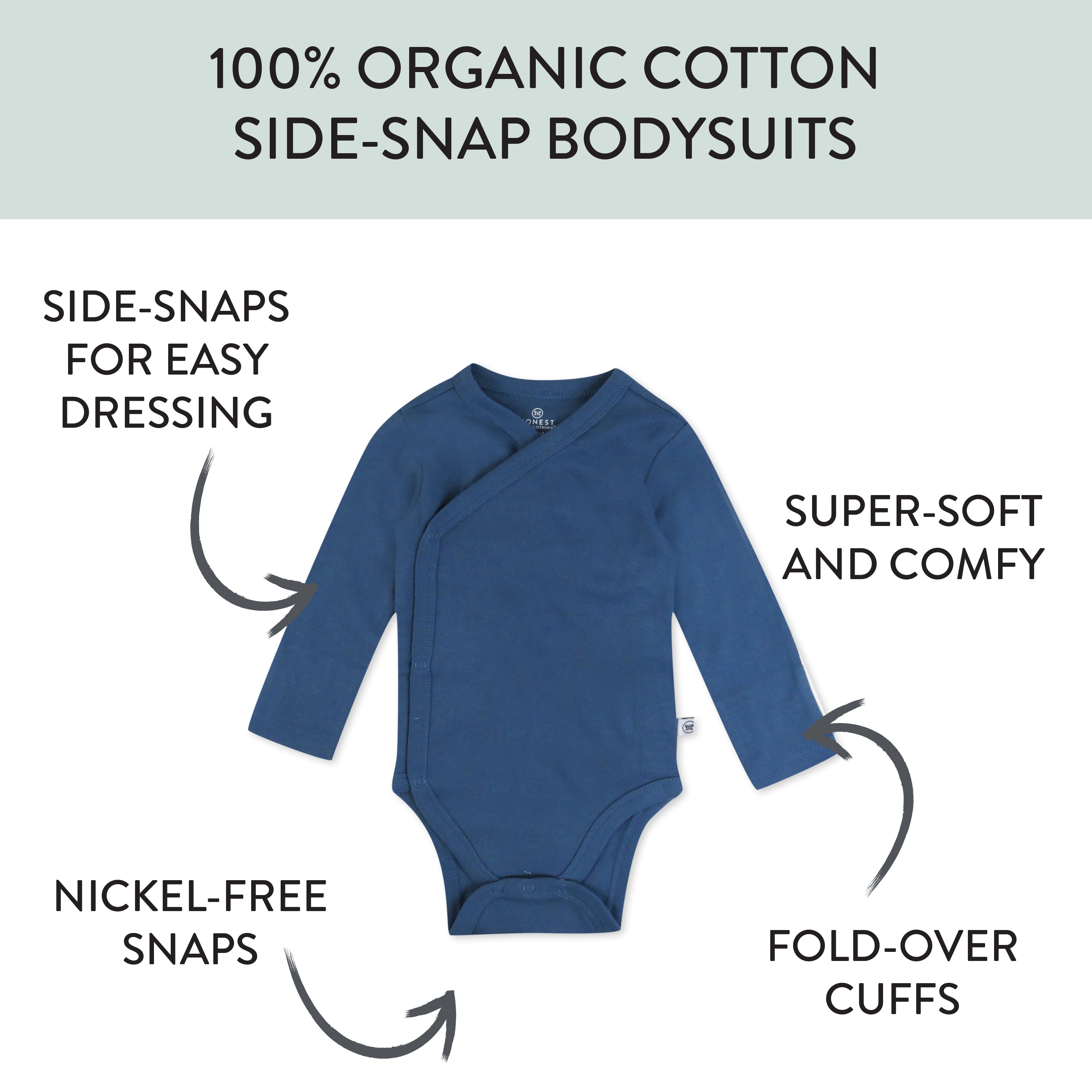 3-Pack Organic Cotton Long Sleeve Side-Snap Bodysuits