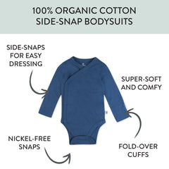 3-Pack Organic Cotton Long Sleeve Side-Snap Bodysuits