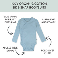 3-Pack Organic Cotton Long Sleeve Side-Snap Bodysuits