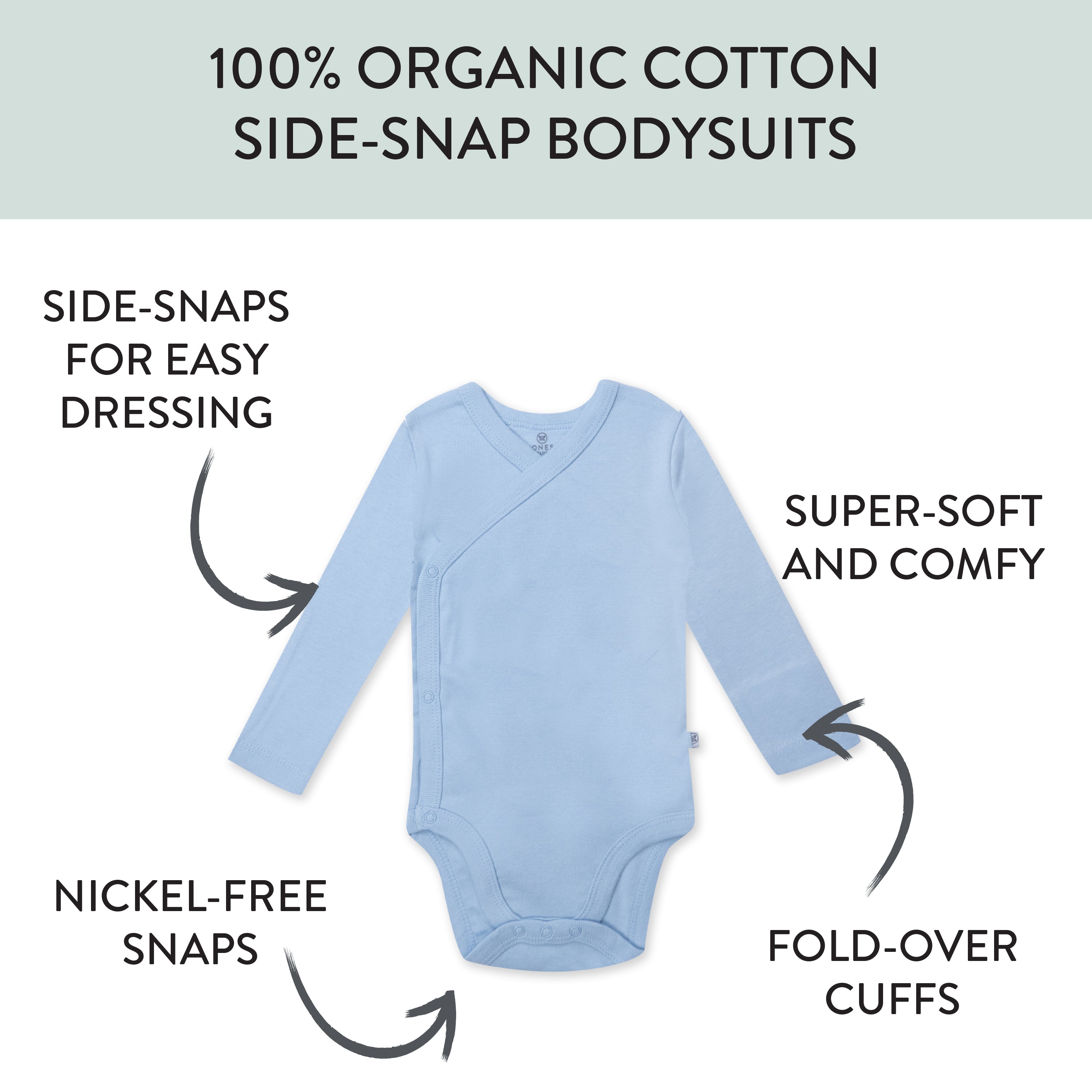 3-Pack Organic Cotton Long Sleeve Side-Snap Bodysuits