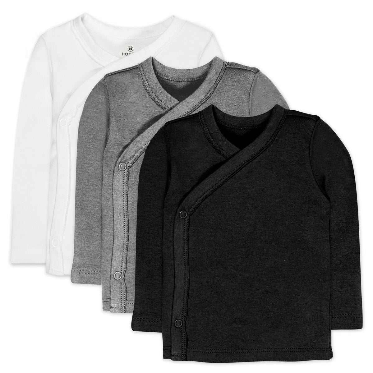 3-Pack Organic Cotton Long Sleeve Side-Snap Tops