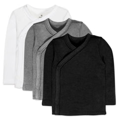 3-Pack Organic Cotton Long Sleeve Side-Snap Tops