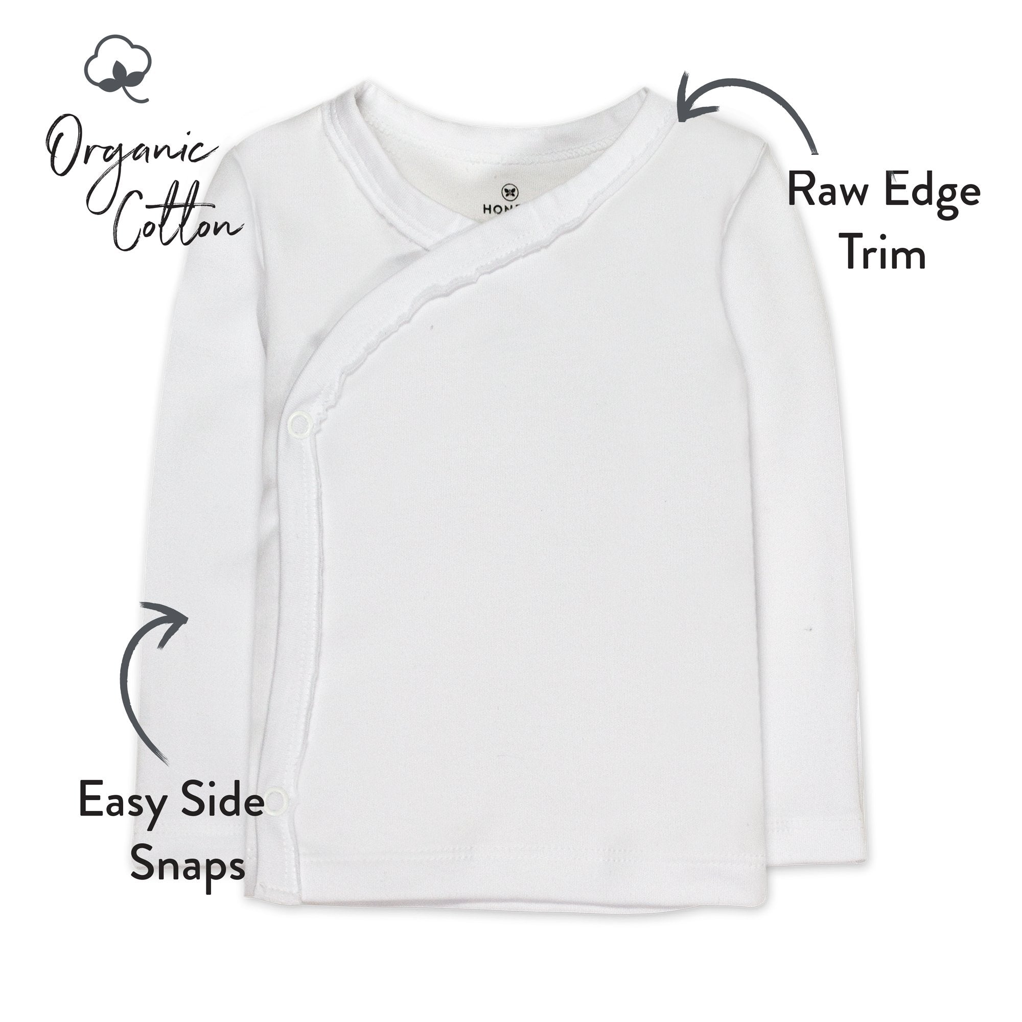 3-Pack Organic Cotton Long Sleeve Side-Snap tops