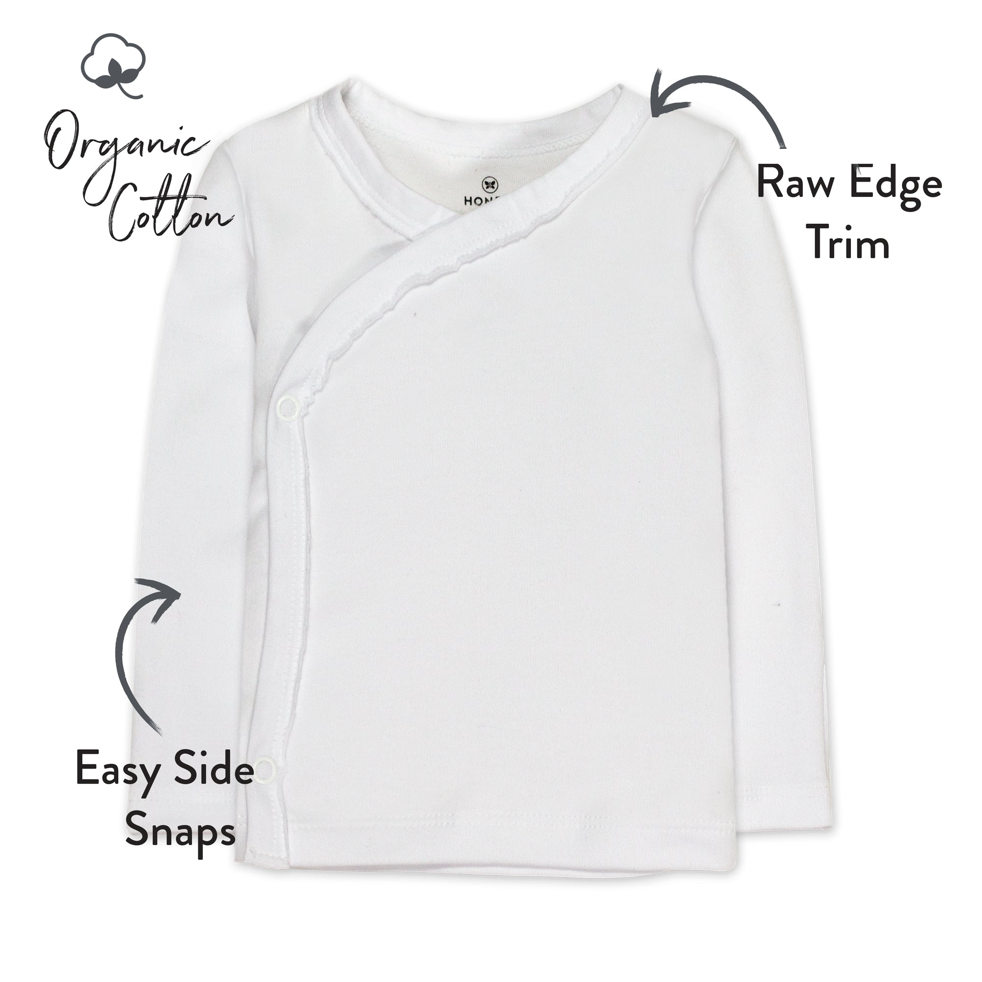 3-Pack Organic Cotton Long Sleeve Side-Snap Tops