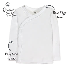 3-Pack Organic Cotton Long Sleeve Side-Snap Kimono Tops