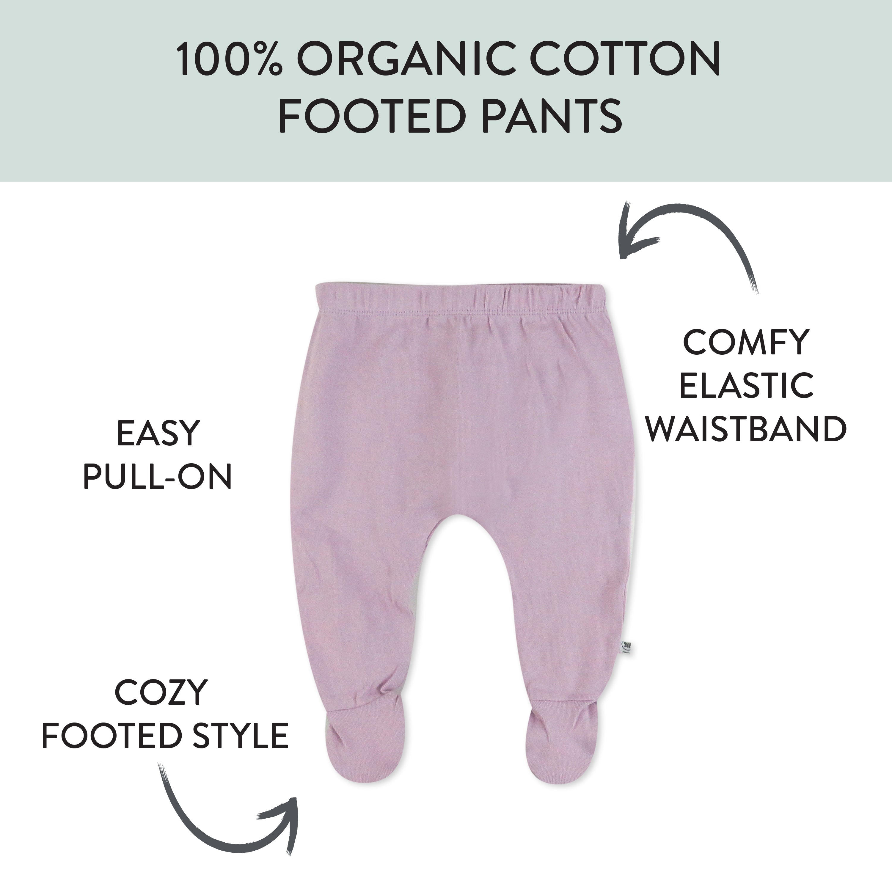 3-Pack Organic Cotton Footed Pants