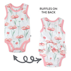 3-Pack Organic Cotton Sleeveless Bodysuit with Ruffles