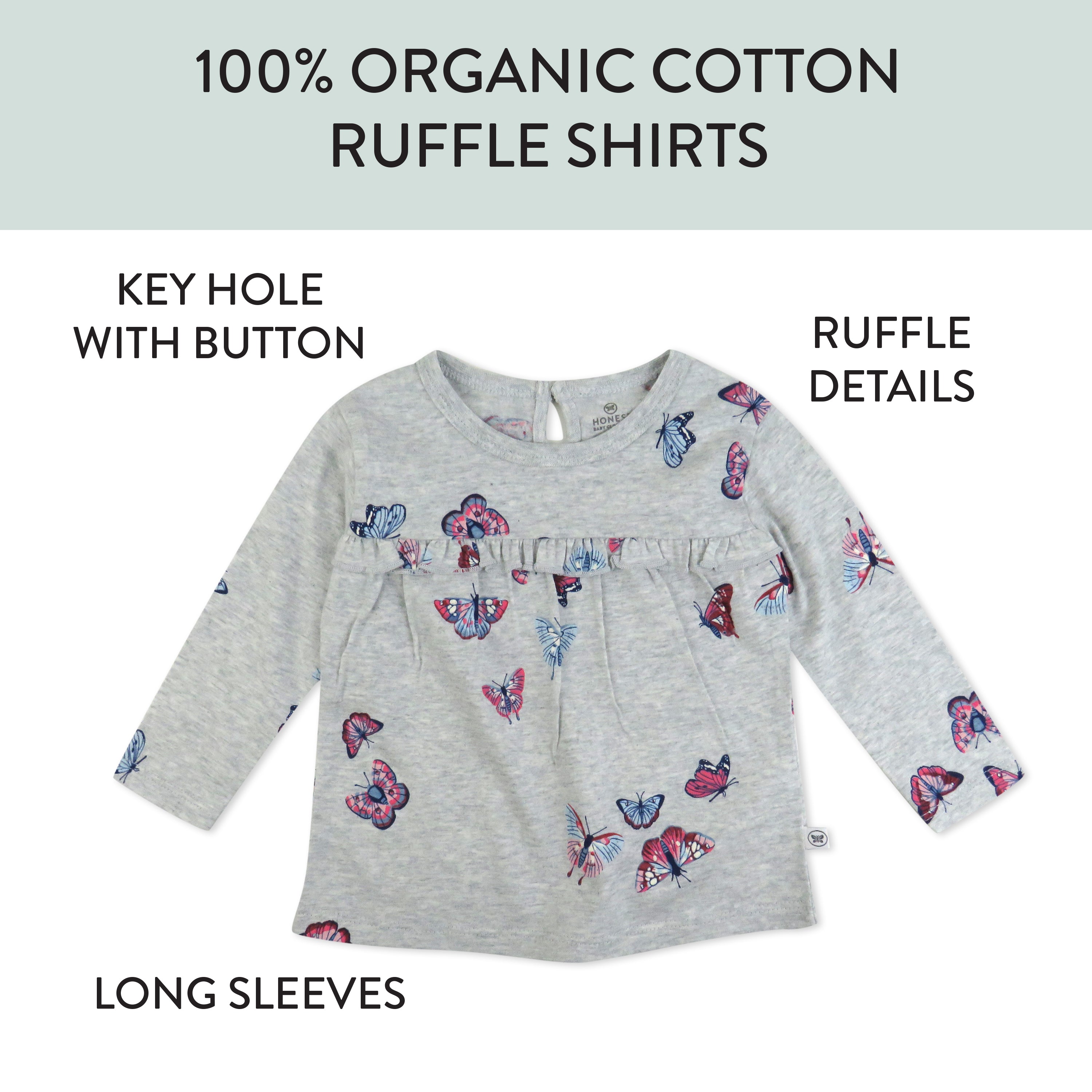 3-Pack Long Sleeve Babydoll Top with Gathered Yoke