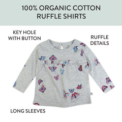 3-Pack Long Sleeve Babydoll Top with Gathered Yoke